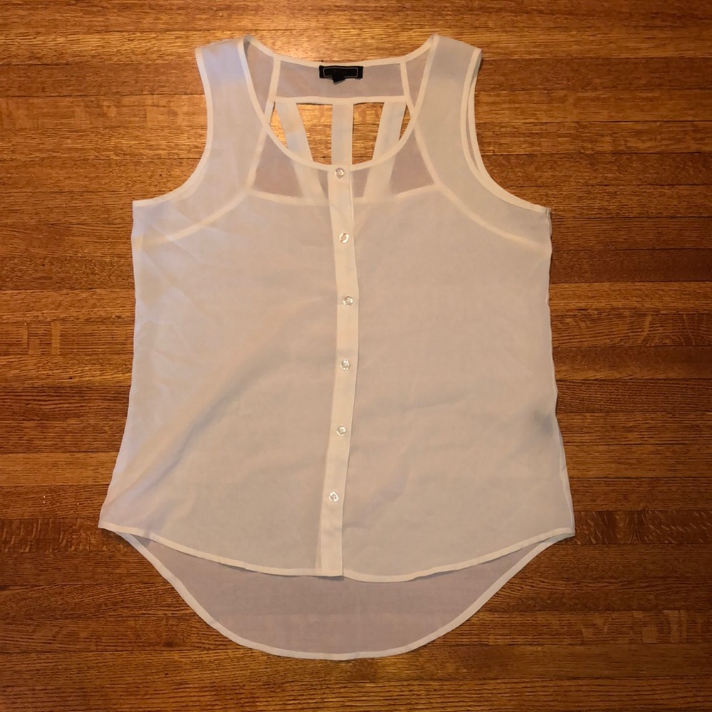 White/cream button up tank blouse